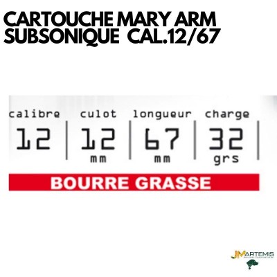 CARTOUCHE SUBSONIQUE MARY ARM DISCRETE 32 CAL.12/67