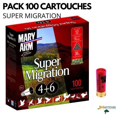 OFFRE PACK 100 CARTOUCHES SUPER MIGRATION CAL.12/70
